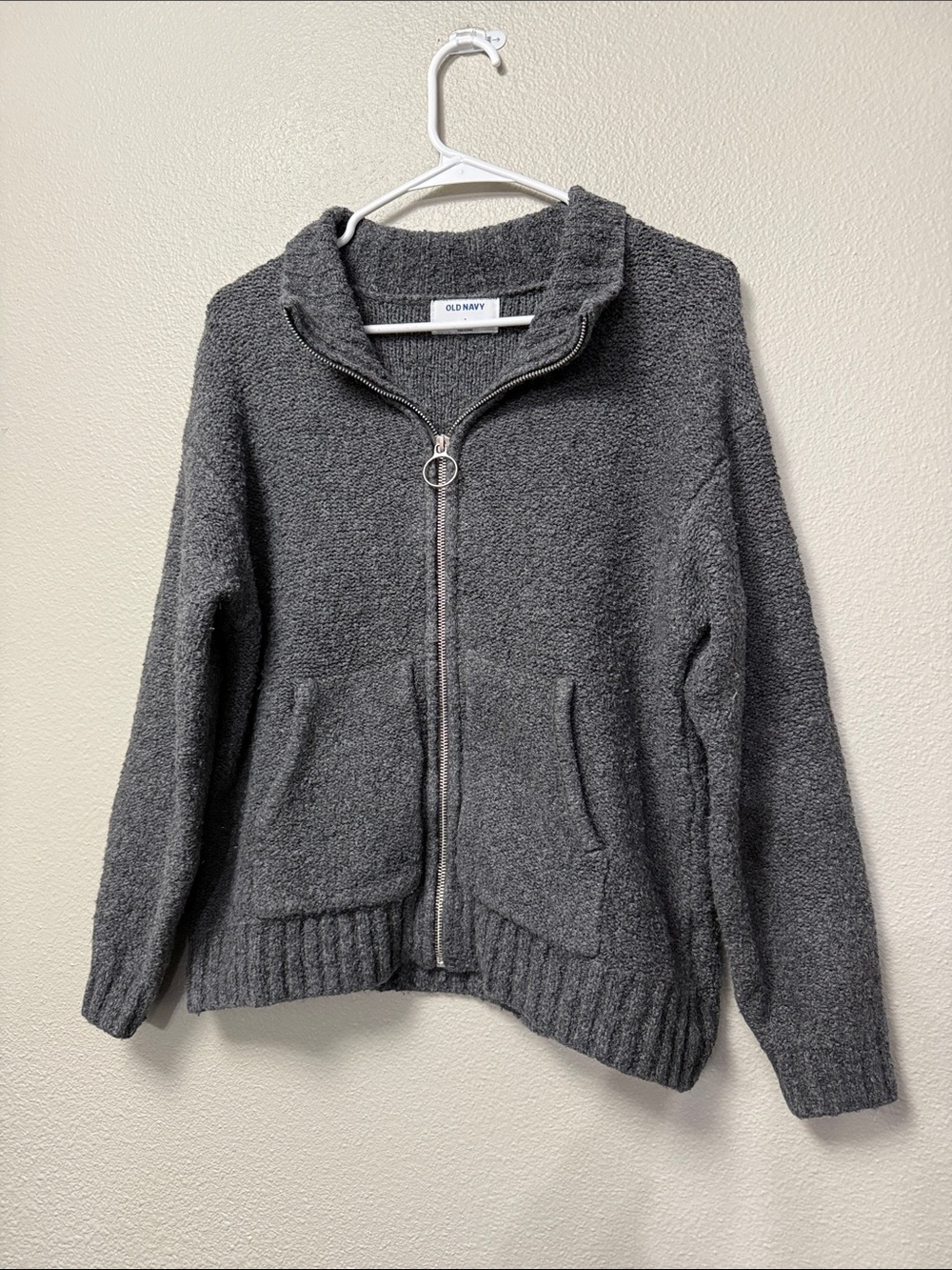 Old Navy Charcoal Gray Zip-Front Sweater